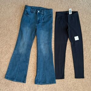 Jessica Simpson Bootcut Adjustable Waist Jeans & Old Navy Dark Gray Leggings